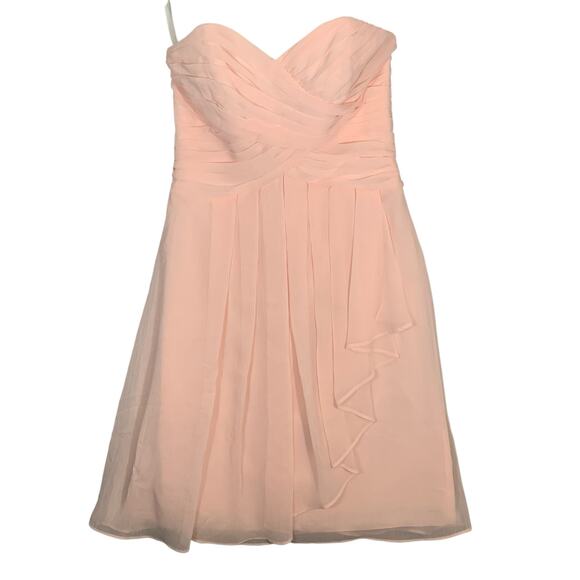 David’s bridal Dresses & Skirts - Chiffon Mini Dress Baby Pink Ladies Size 4 Wedding Party